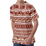 Red And Beige Southwestern Pattern Print Men's Velvet T-Shirt