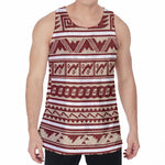 Red And Beige Southwestern Pattern Print Men's Velvet Tank Top