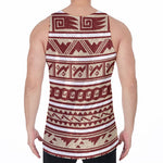 Red And Beige Southwestern Pattern Print Men's Velvet Tank Top
