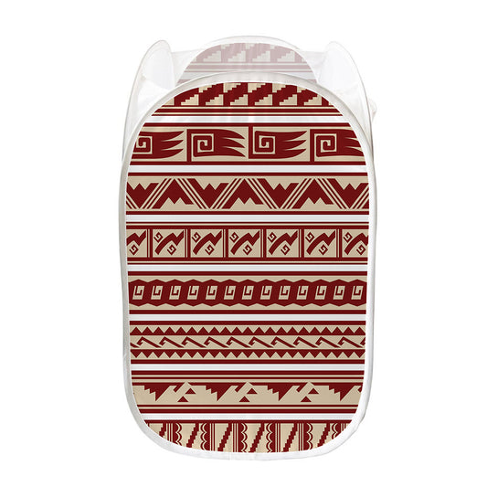 Red And Beige Southwestern Pattern Print Mesh Laundry Hamper