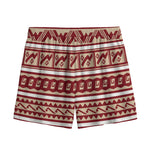 Red And Beige Southwestern Pattern Print Mesh Shorts