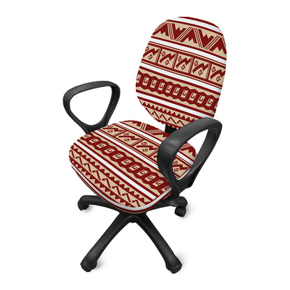 Red And Beige Southwestern Pattern Print Office Chair Cover