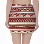 Red And Beige Southwestern Pattern Print Pencil Mini Skirt