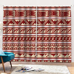 Red And Beige Southwestern Pattern Print Pencil Pleat Curtains