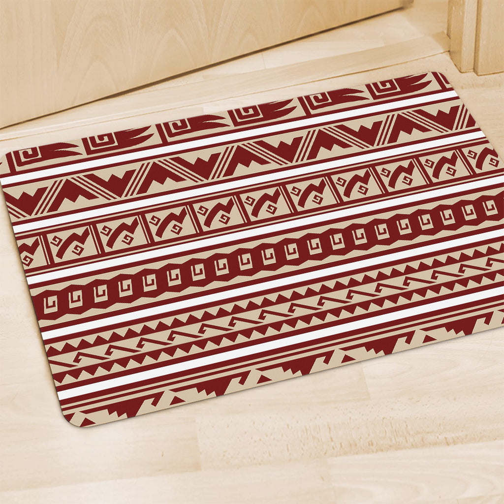 Red And Beige Southwestern Pattern Print Polyester Doormat