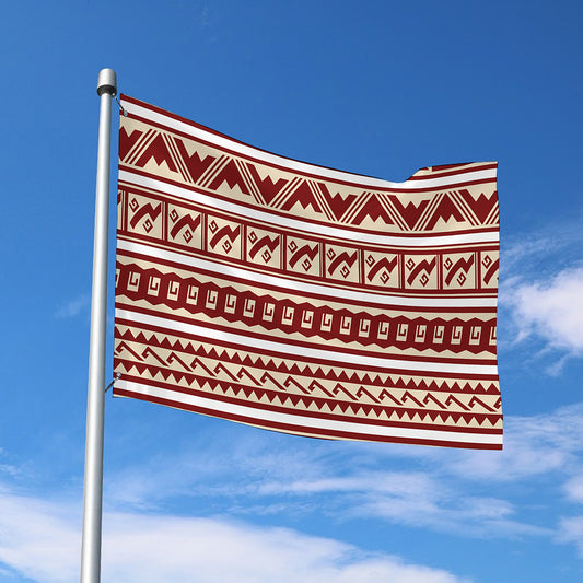 Red And Beige Southwestern Pattern Print Polyester Flag