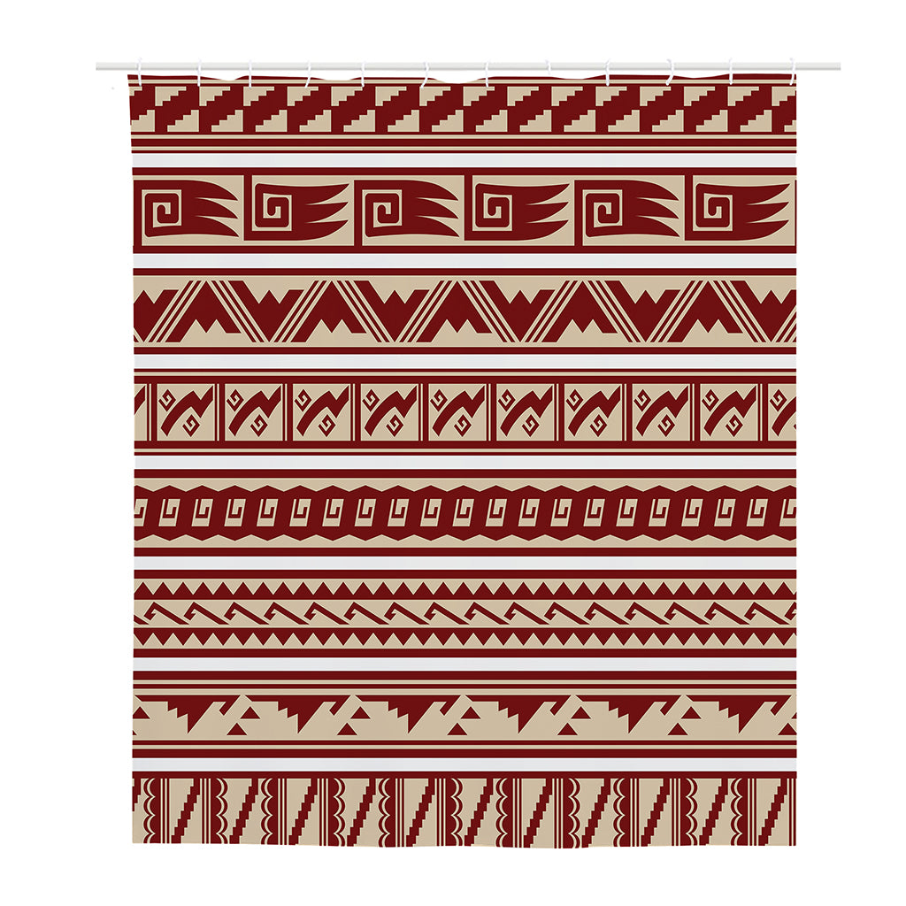 Red And Beige Southwestern Pattern Print Polyester Shower Curtain