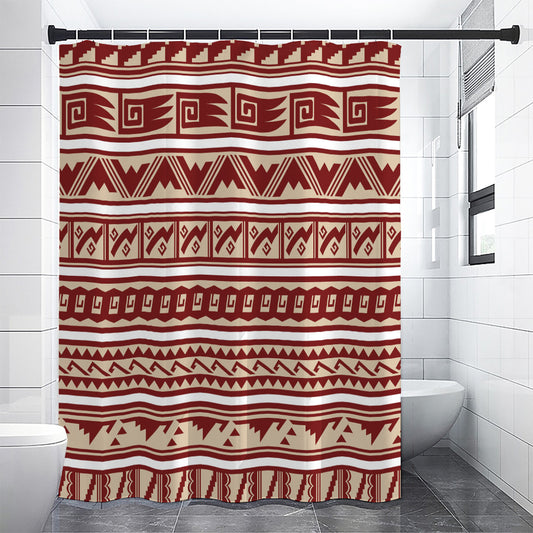 Red And Beige Southwestern Pattern Print Premium Shower Curtain