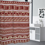 Red And Beige Southwestern Pattern Print Premium Shower Curtain