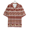 Red And Beige Southwestern Pattern Print Rayon Hawaiian Shirt
