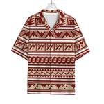 Red And Beige Southwestern Pattern Print Rayon Hawaiian Shirt