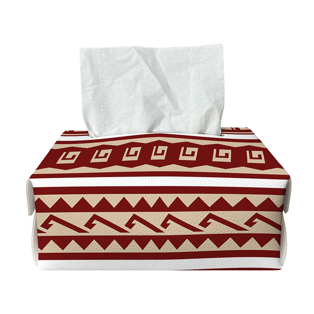 Red And Beige Southwestern Pattern Print Rectangle Tissue Box Cover