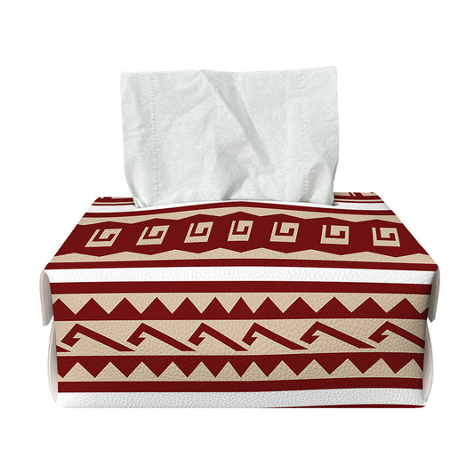 Red And Beige Southwestern Pattern Print Rectangle Tissue Box Cover