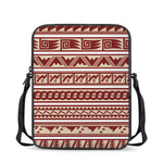 Red And Beige Southwestern Pattern Print Rectangular Crossbody Bag