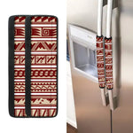 Red And Beige Southwestern Pattern Print Refrigerator Handle Covers