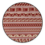 Red And Beige Southwestern Pattern Print Round Floor Mat