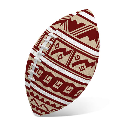 Red And Beige Southwestern Pattern Print Rugby Ball