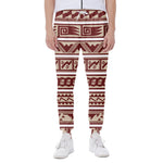 Red And Beige Southwestern Pattern Print Scuba Joggers