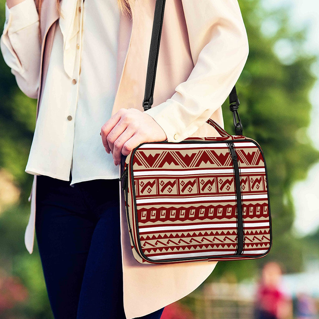Red And Beige Southwestern Pattern Print Shoulder Strap Bible Bag
