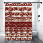 Red And Beige Southwestern Pattern Print Shower Curtain