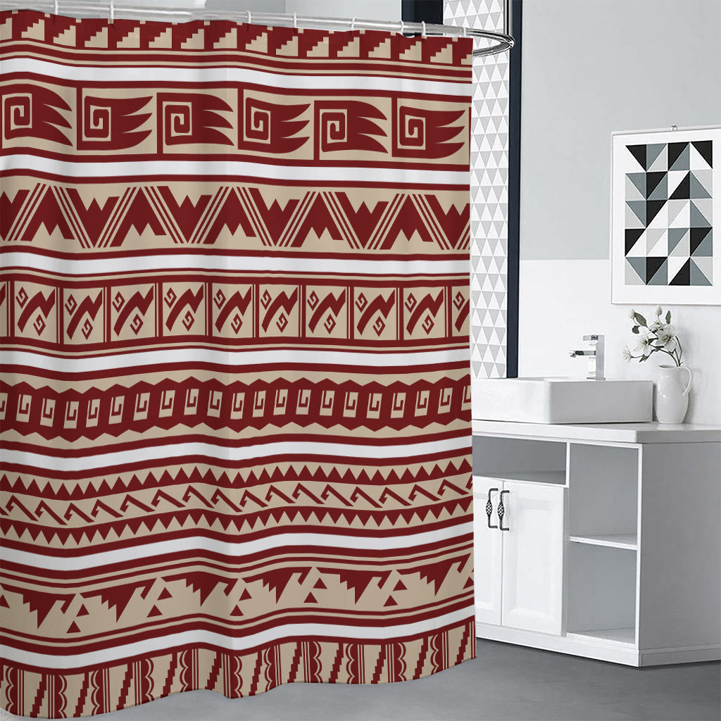 Red And Beige Southwestern Pattern Print Shower Curtain