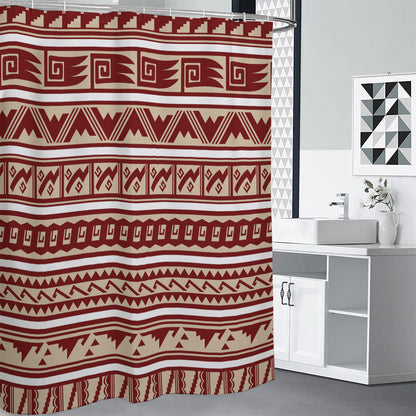Red And Beige Southwestern Pattern Print Shower Curtain