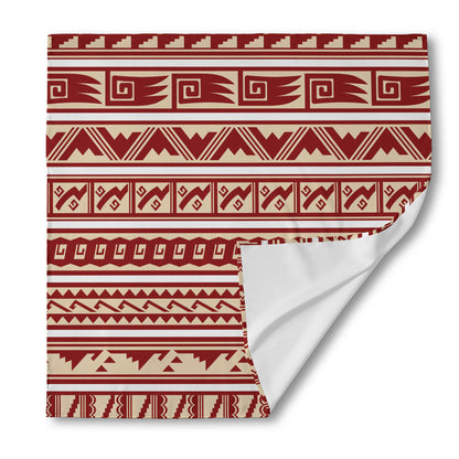 Red And Beige Southwestern Pattern Print Silk Bandana