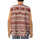 Red And Beige Southwestern Pattern Print Sleeveless Baseball Jersey