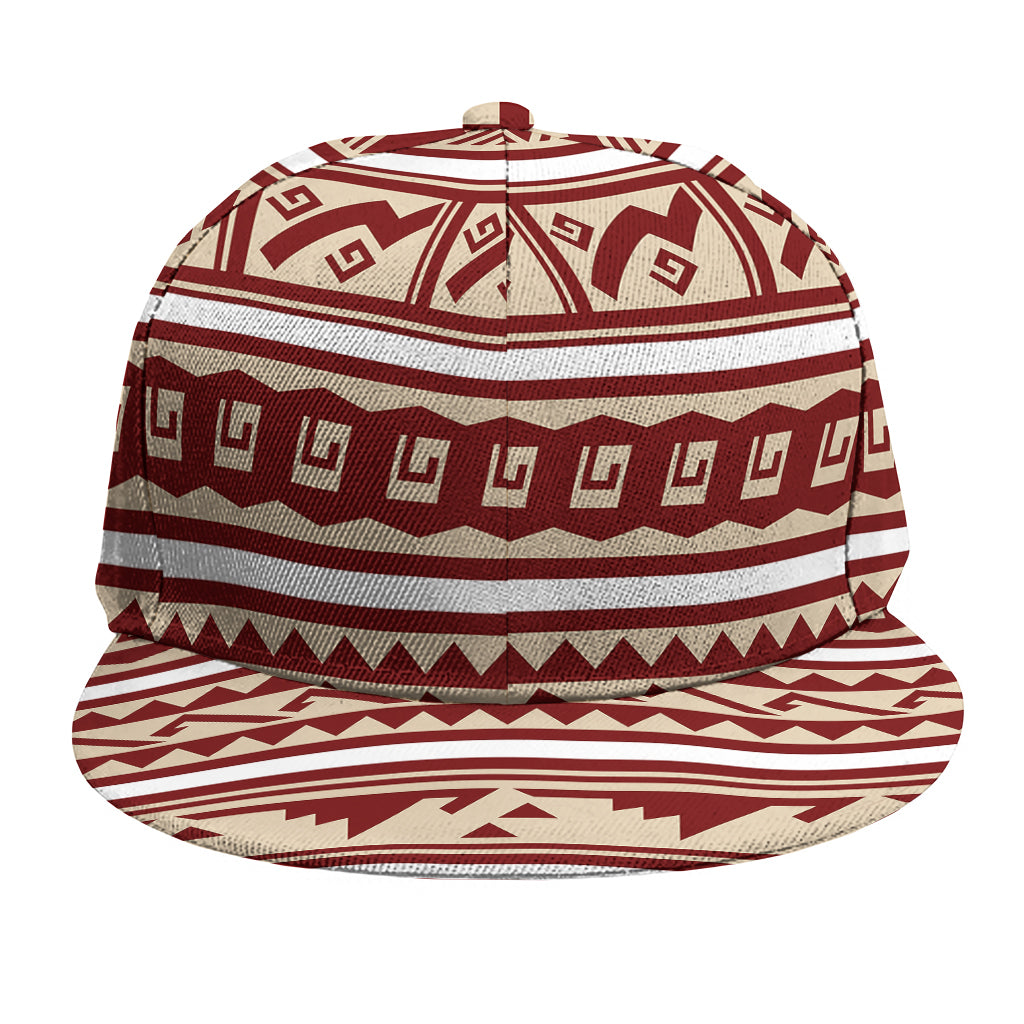 Red And Beige Southwestern Pattern Print Snapback Cap