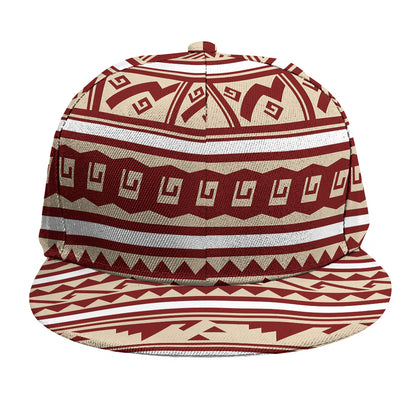 Red And Beige Southwestern Pattern Print Snapback Cap