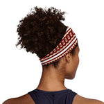 Red And Beige Southwestern Pattern Print Sports Headband