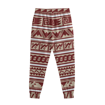 Red And Beige Southwestern Pattern Print Sweatpants