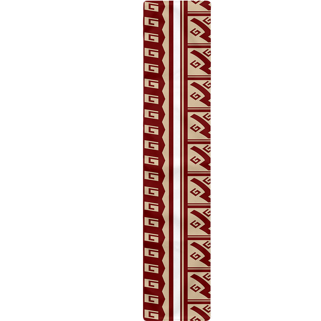 Red And Beige Southwestern Pattern Print Table Runner