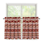 Red And Beige Southwestern Pattern Print Tier Curtains