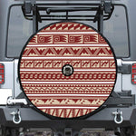 Red And Beige Southwestern Pattern Print Tire Cover With Camera Hole