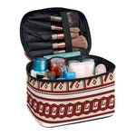 Red And Beige Southwestern Pattern Print Travel Makeup Bag