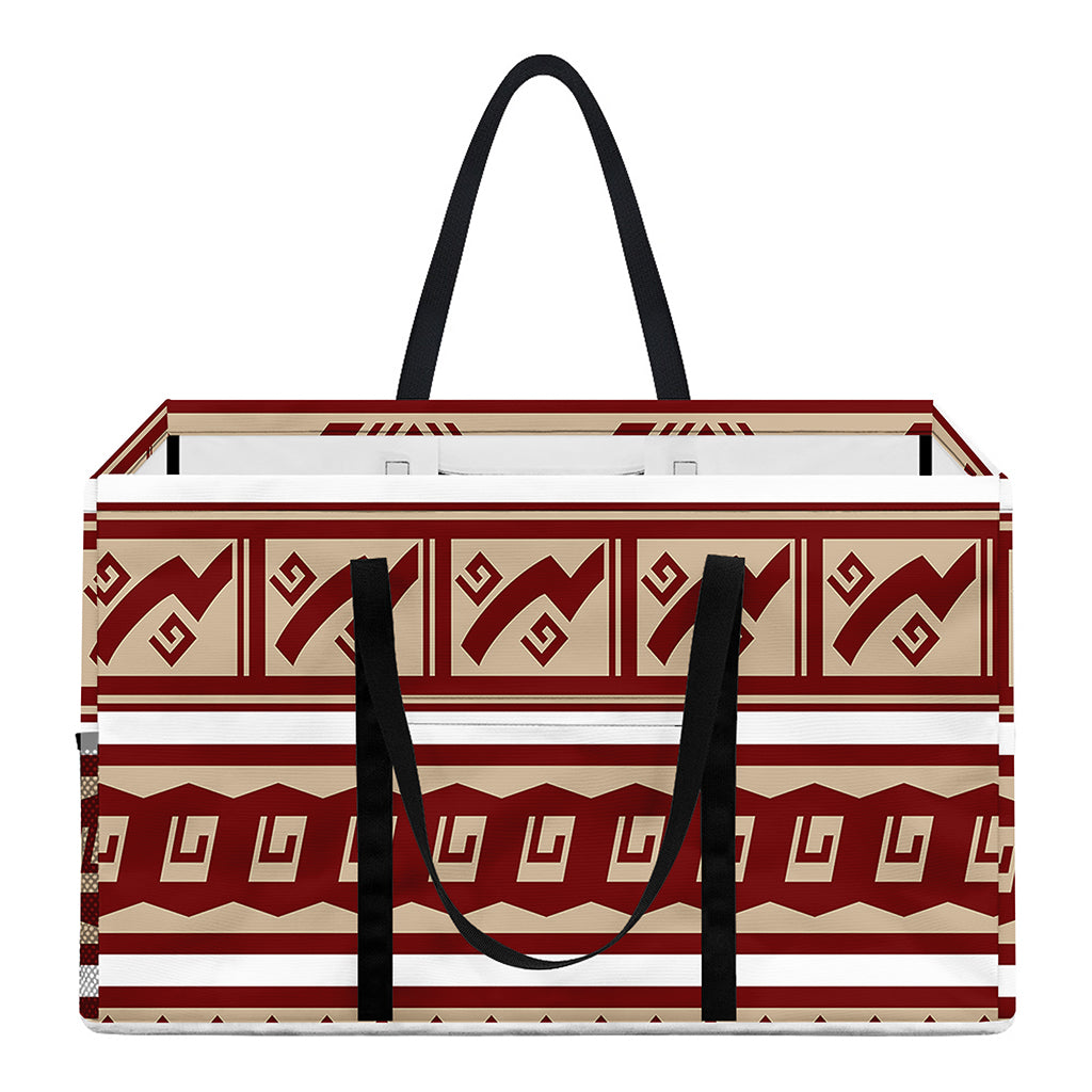 Red And Beige Southwestern Pattern Print Utility Tote Bag