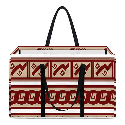 Red And Beige Southwestern Pattern Print Utility Tote Bag