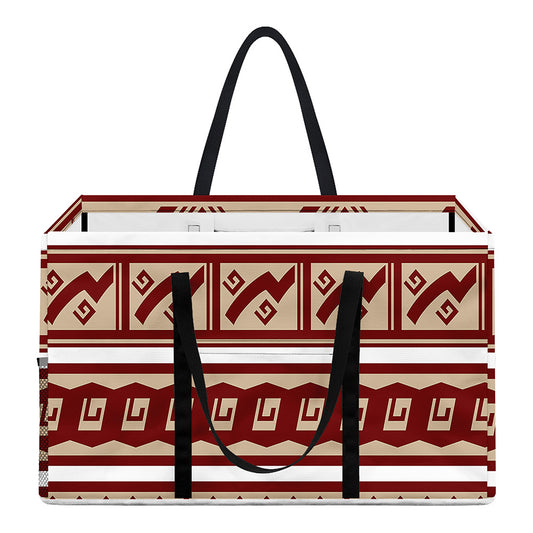Red And Beige Southwestern Pattern Print Utility Tote Bag
