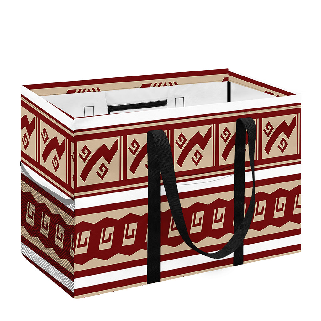 Red And Beige Southwestern Pattern Print Utility Tote Bag