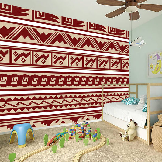 Red And Beige Southwestern Pattern Print Wall Sticker