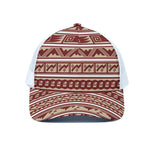 Red And Beige Southwestern Pattern Print White Mesh Trucker Cap