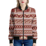 Red And Beige Southwestern Pattern Print Women's Bomber Jacket
