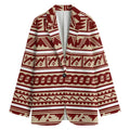 Red And Beige Southwestern Pattern Print Women's Cotton Blazer