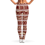 Red And Beige Southwestern Pattern Print Women's Leggings