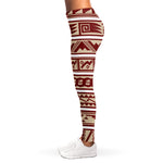 Red And Beige Southwestern Pattern Print Women's Leggings