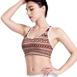 Red And Beige Southwestern Pattern Print Women's Sports Bra