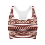 Red And Beige Southwestern Pattern Print Women's Sports Bra