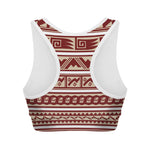 Red And Beige Southwestern Pattern Print Women's Sports Bra
