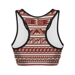 Red And Beige Southwestern Pattern Print Women's Sports Bra